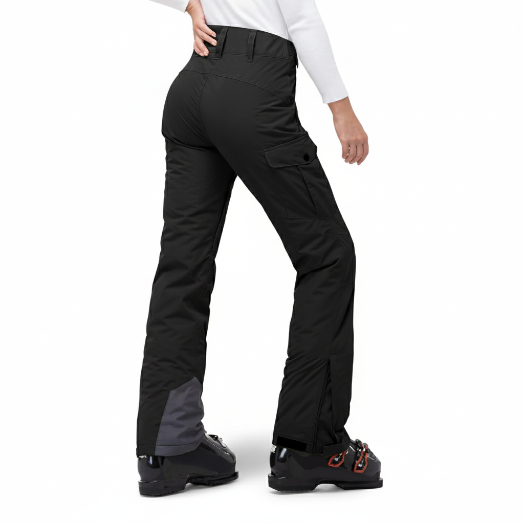 Women's Insulated Waterproof Ski Pants with Cargo Pockets and Boot Gaiters