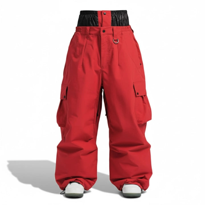 Men's Baggy Insulated Waterproof Snowboard Pants with Cargo Pockets and Gaiters