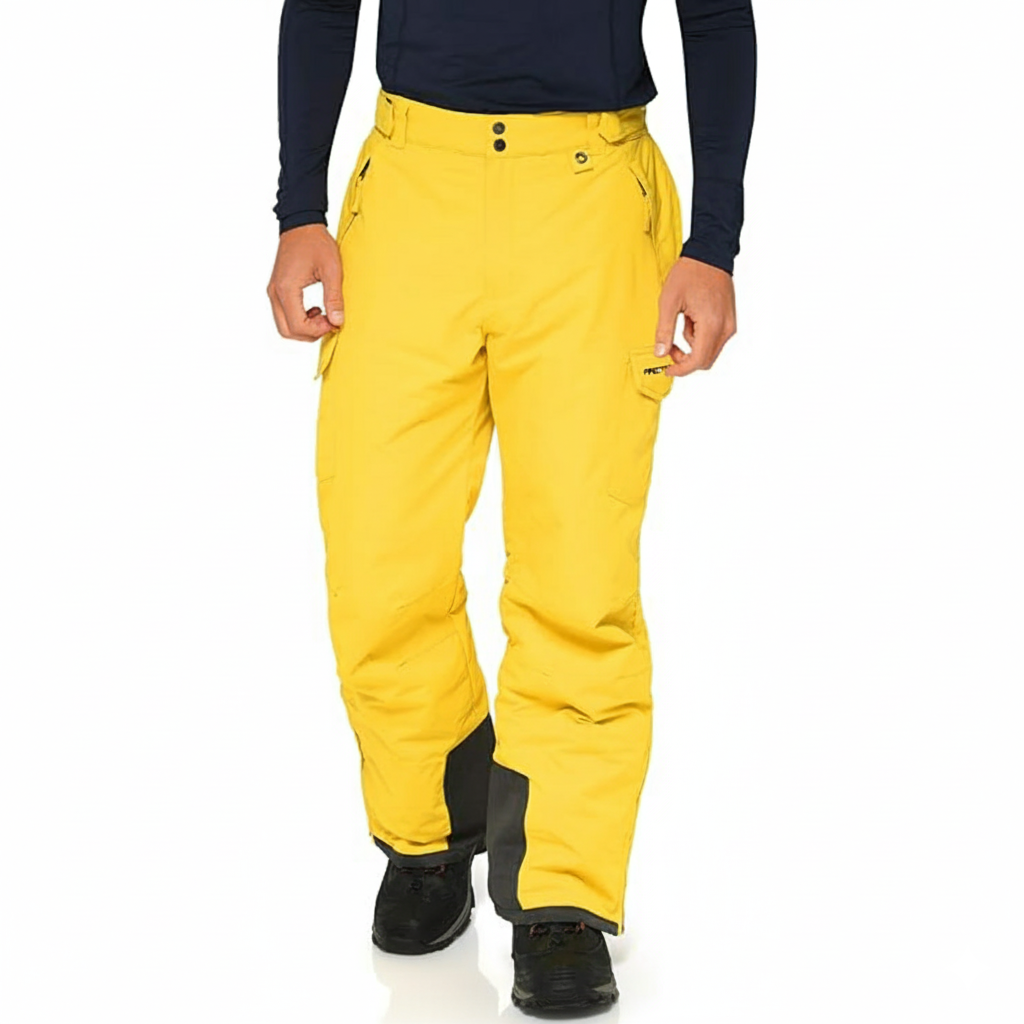 Men's Water Resistant Cargo Snow Pants with Zip Pockets and Reinforced Cuffs