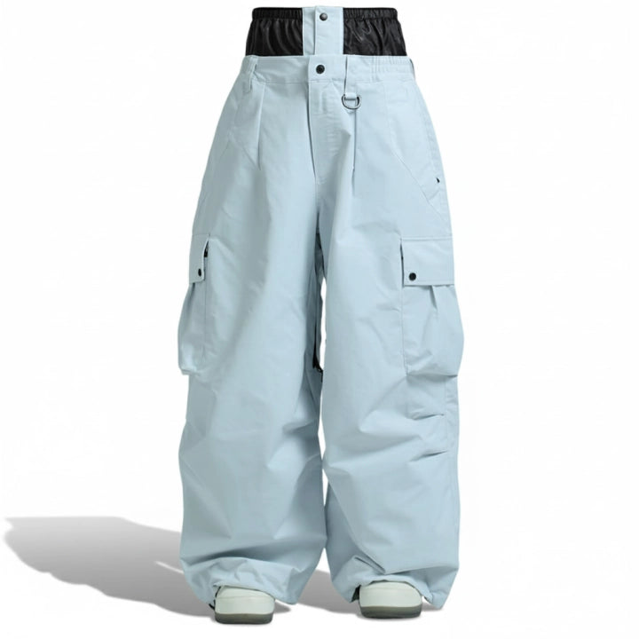 Men's Baggy Insulated Waterproof Snowboard Pants with Cargo Pockets and Gaiters