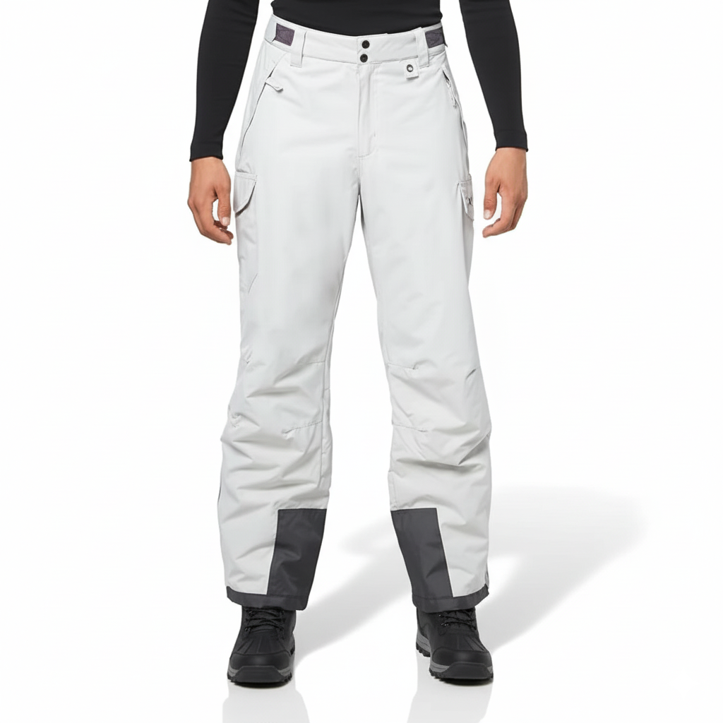 Men's Water Resistant Cargo Snow Pants with Zip Pockets and Reinforced Cuffs