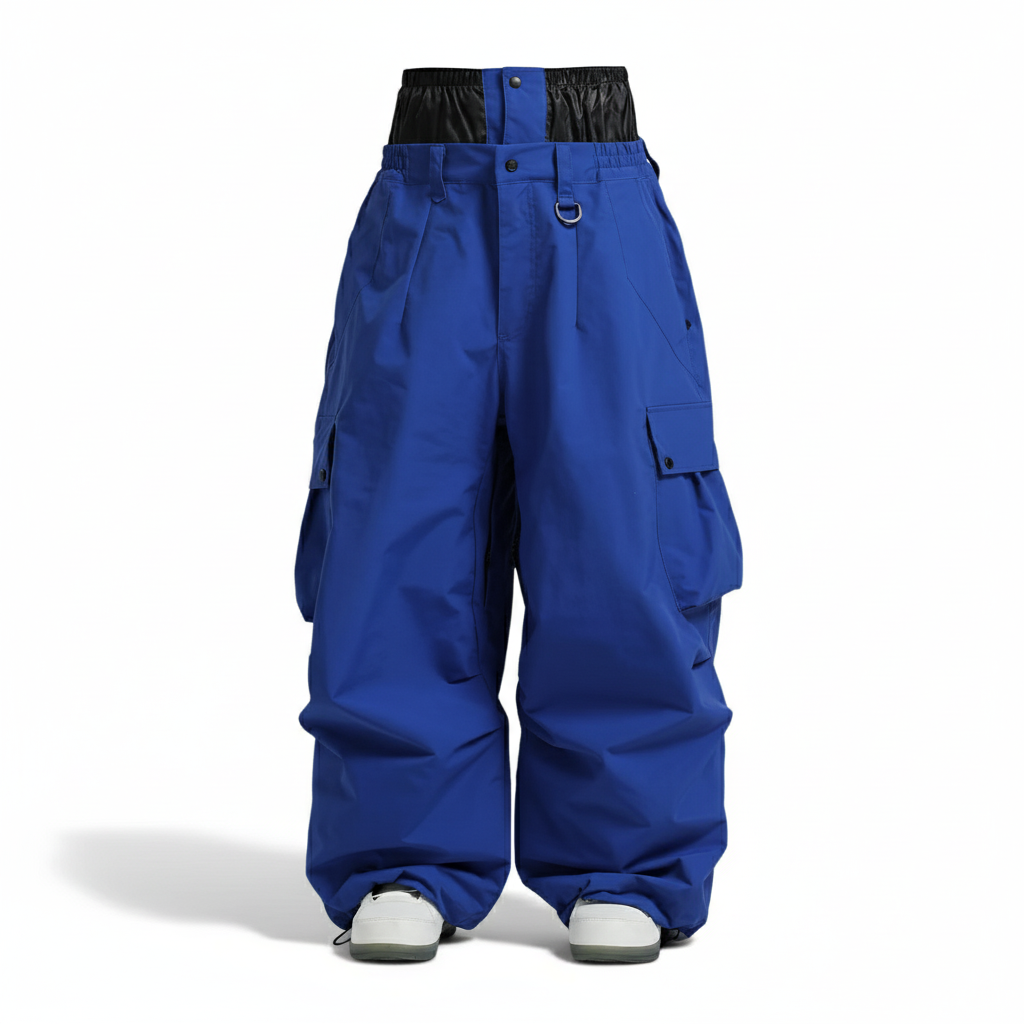 Men's Baggy Insulated Waterproof Snowboard Pants with Cargo Pockets and Gaiters