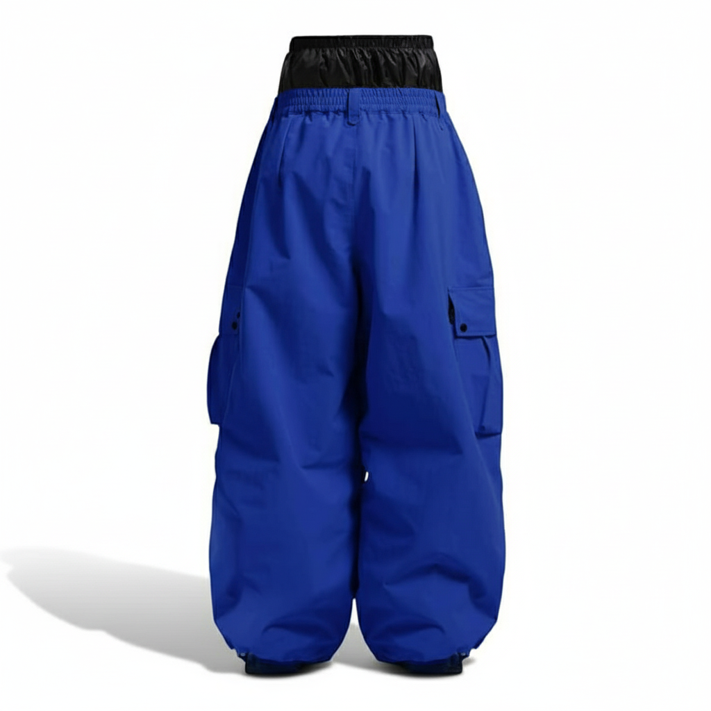 Men's Baggy Insulated Waterproof Snowboard Pants with Cargo Pockets and Gaiters