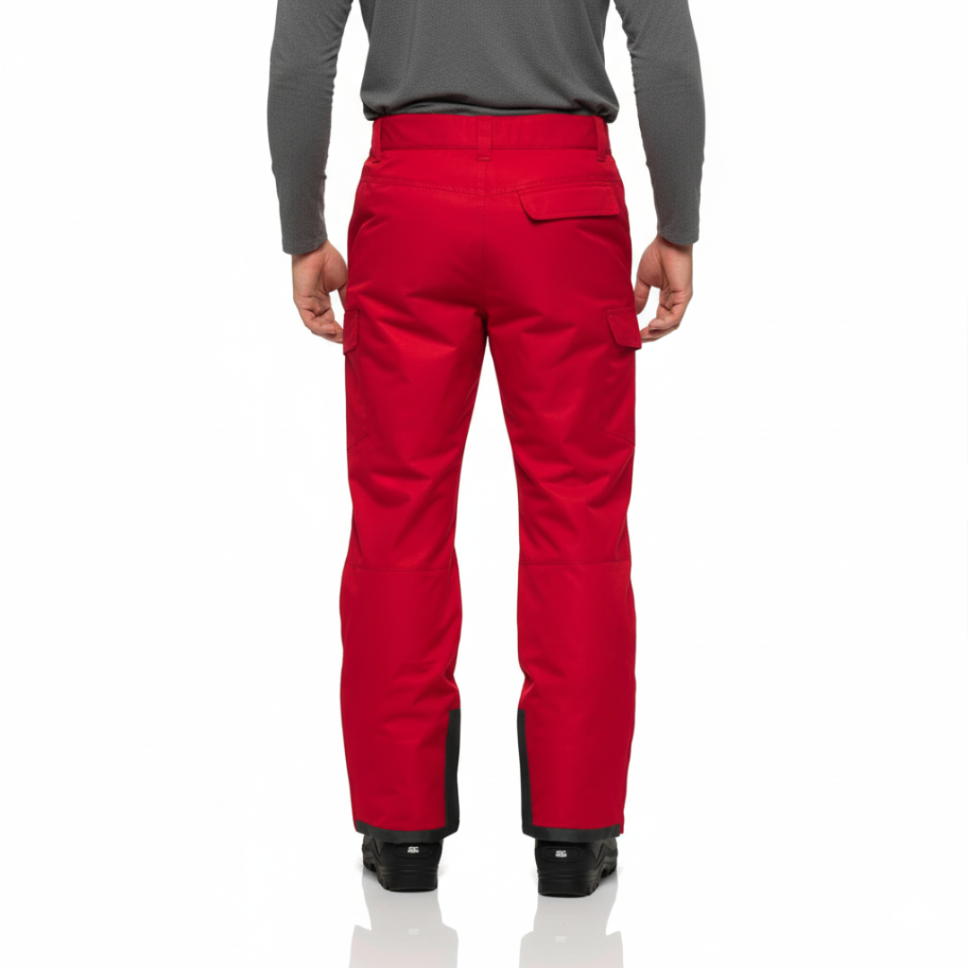 Men's Water Resistant Cargo Snow Pants with Zip Pockets and Reinforced Cuffs