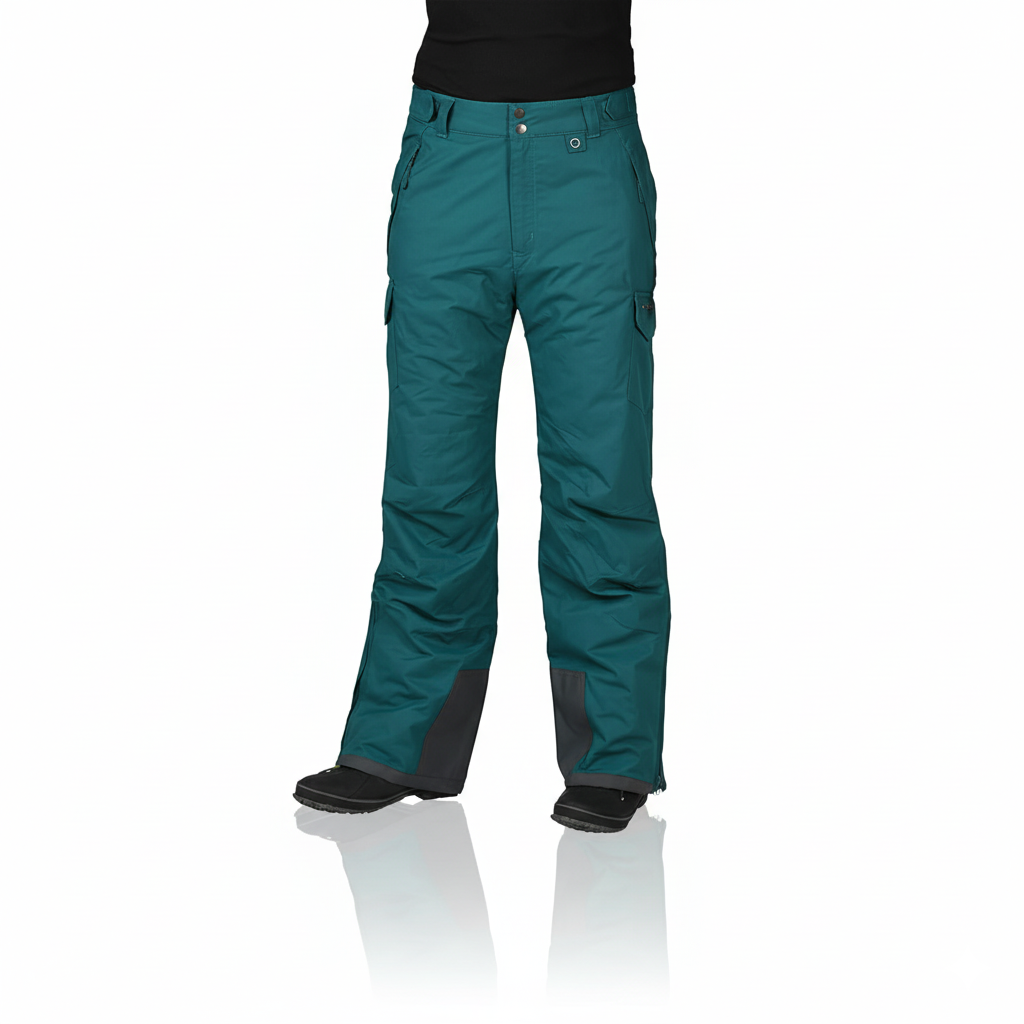 Men's Water Resistant Cargo Snow Pants with Zip Pockets and Reinforced Cuffs