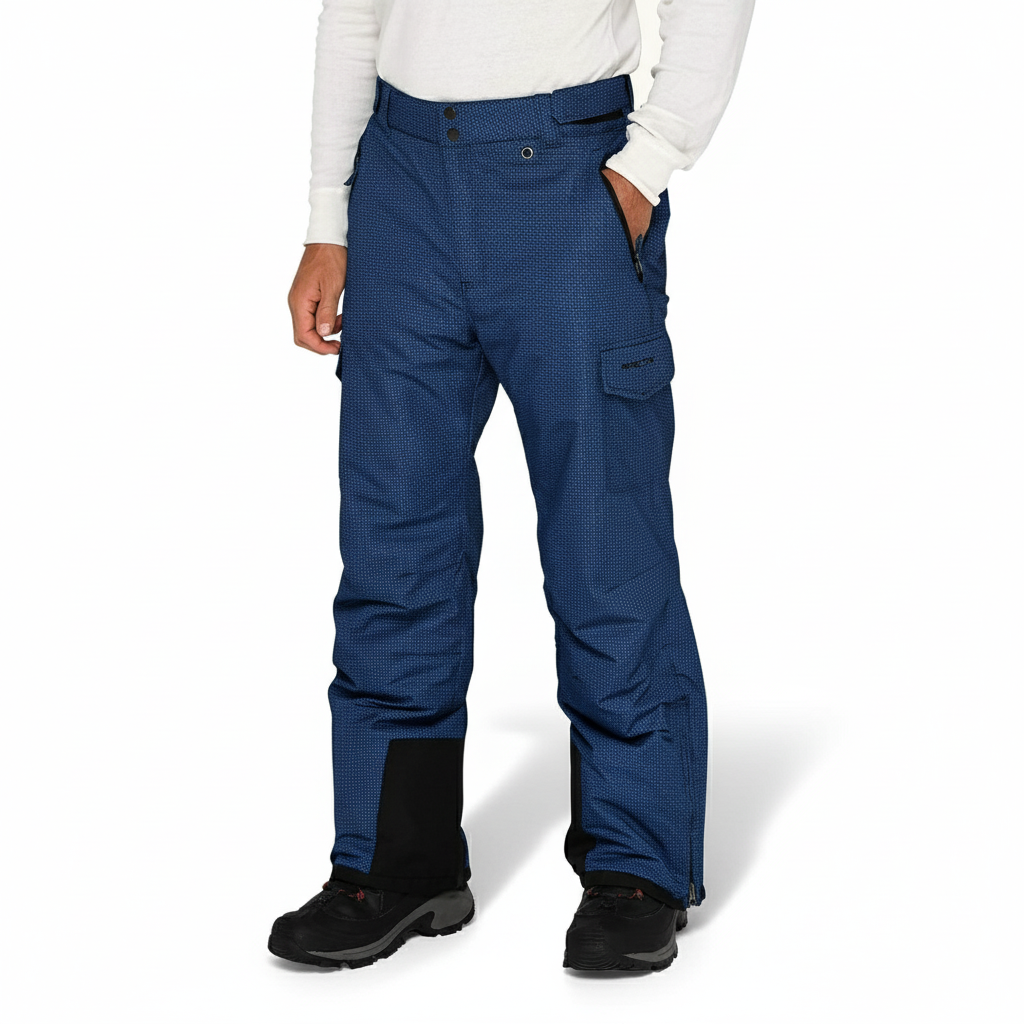 Men's Waterproof Insulated Cargo Snow Pants with Camo Print and Boot Gaiters