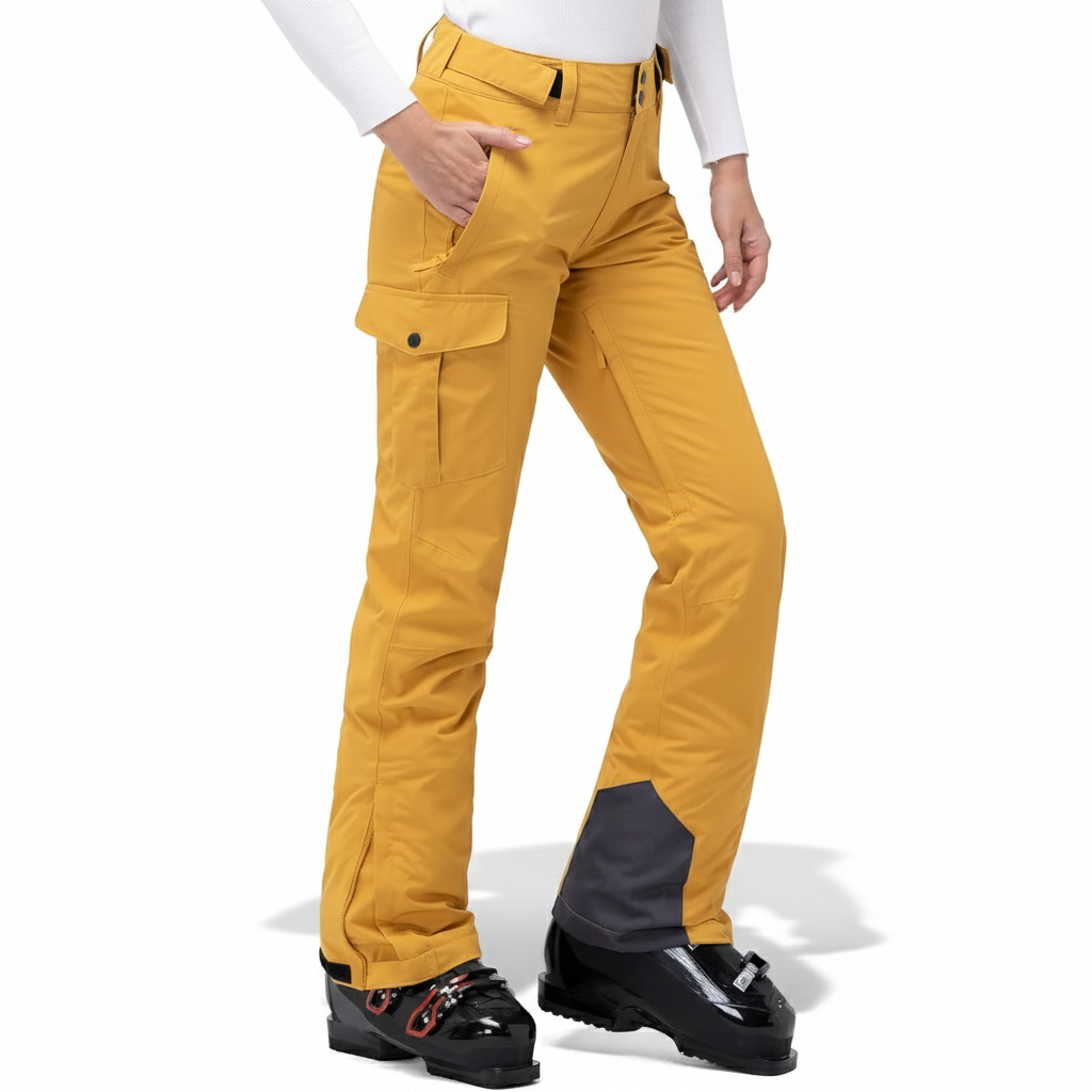Women's Insulated Waterproof Ski Pants with Cargo Pockets and Boot Gaiters