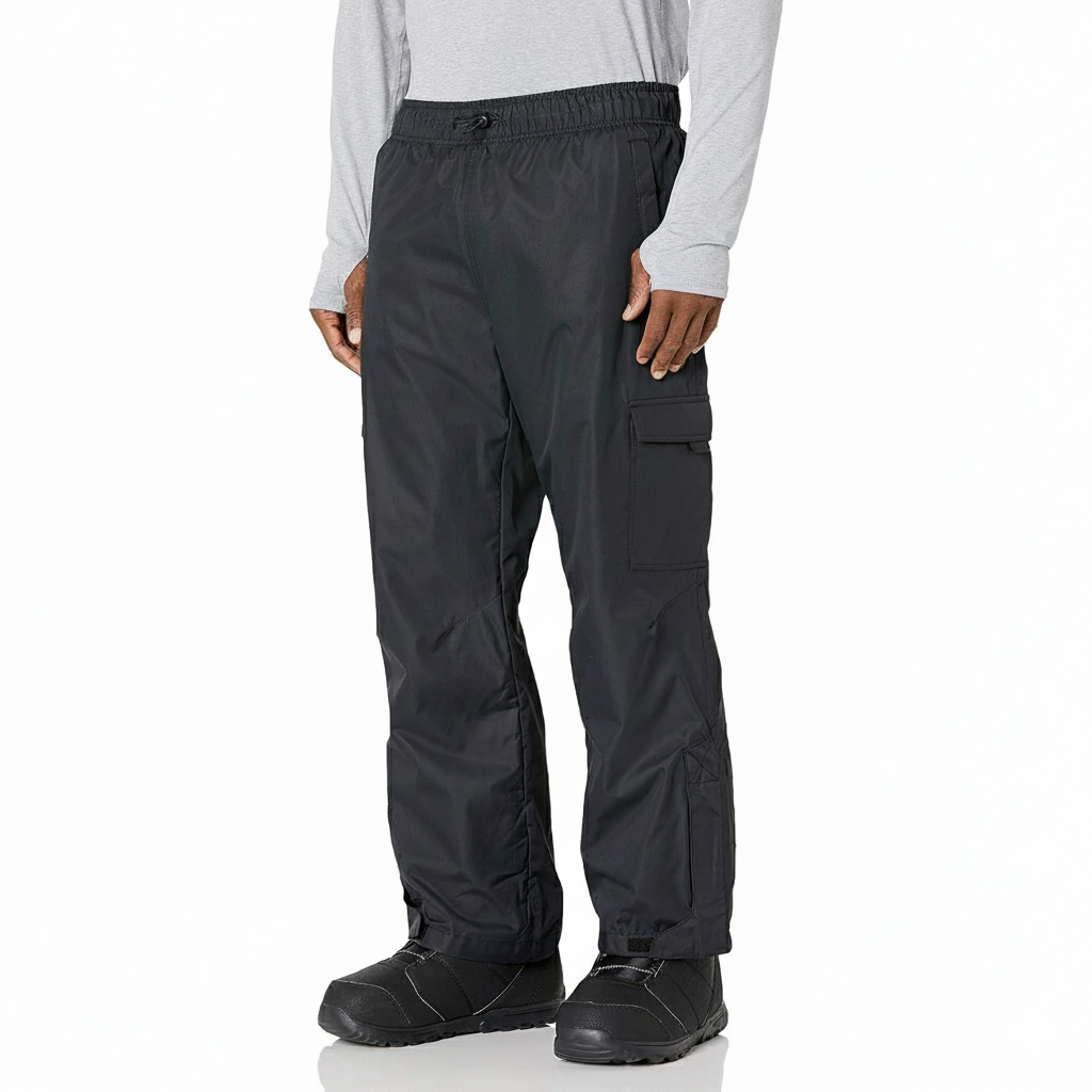 Men's Fleece Lined Waterproof Cargo Snow Pants with Articulated Knees