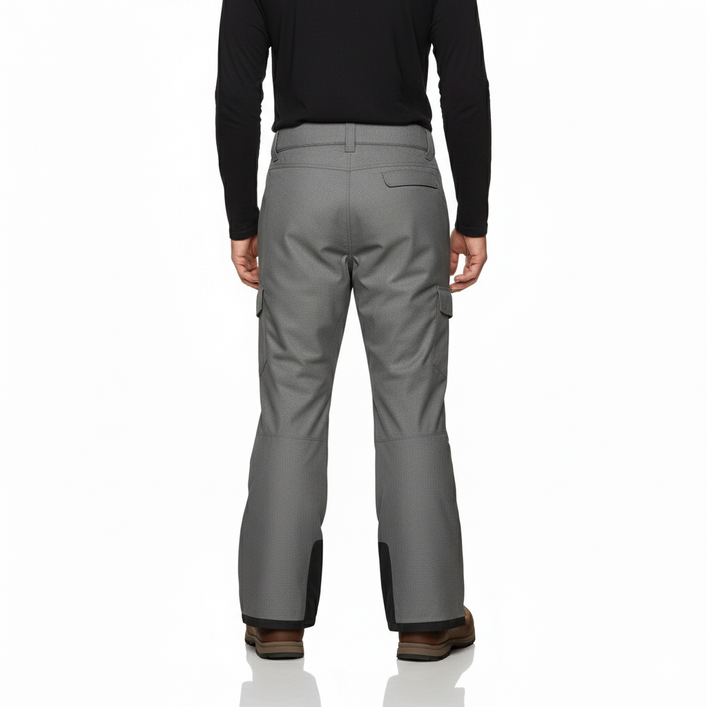 Men's Water Resistant Cargo Snow Pants with Zip Pockets and Reinforced Cuffs