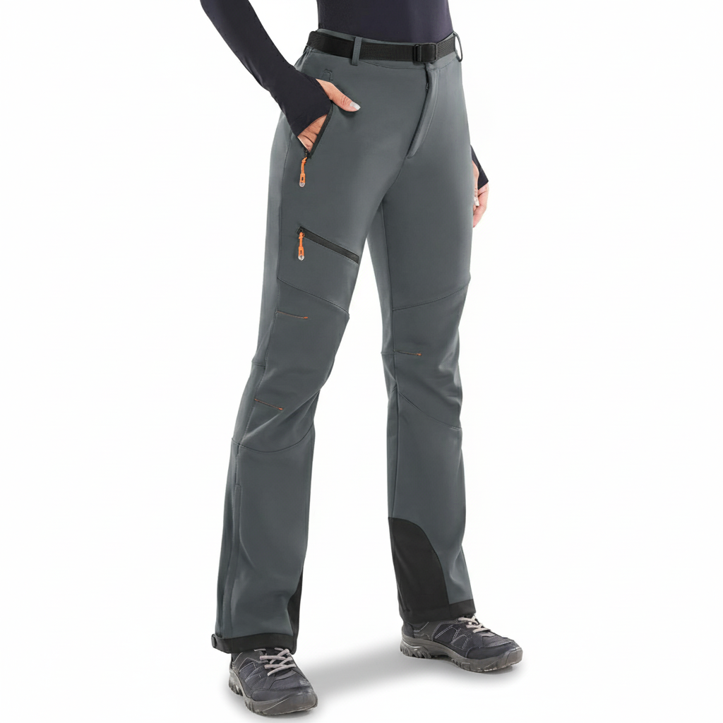 Women's Waterproof Insulated Ski Pants with Fleece Lining and Ankle Zippers