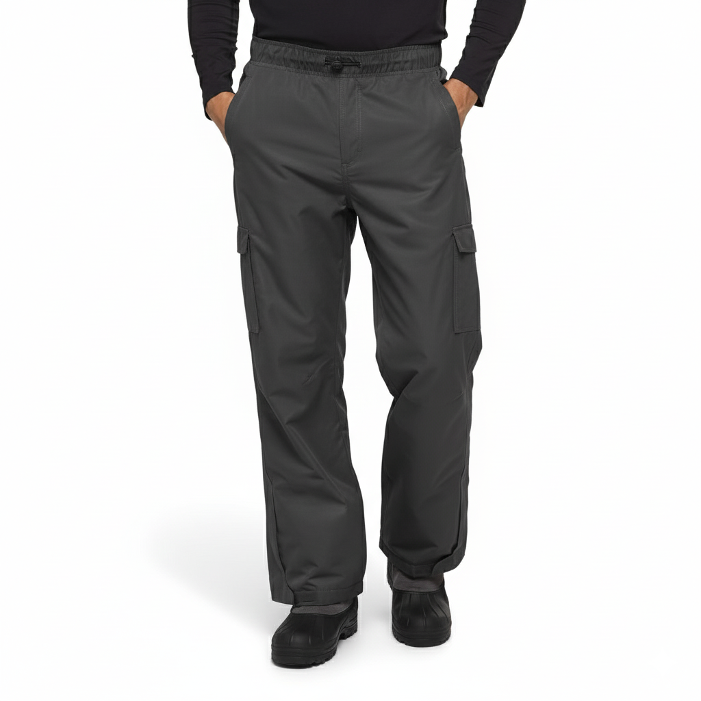 Men's Fleece Lined Waterproof Cargo Snow Pants with Articulated Knees