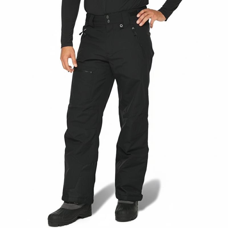 Men's Insulated Waterproof Ski Pants with Zip Pockets and Reinforced Hem