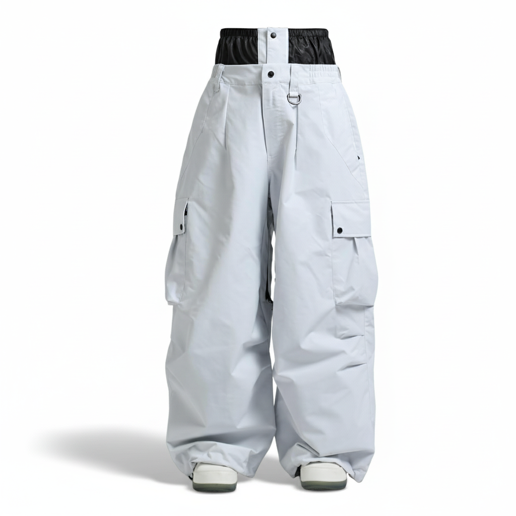 Men's Baggy Insulated Waterproof Snowboard Pants with Cargo Pockets and Gaiters