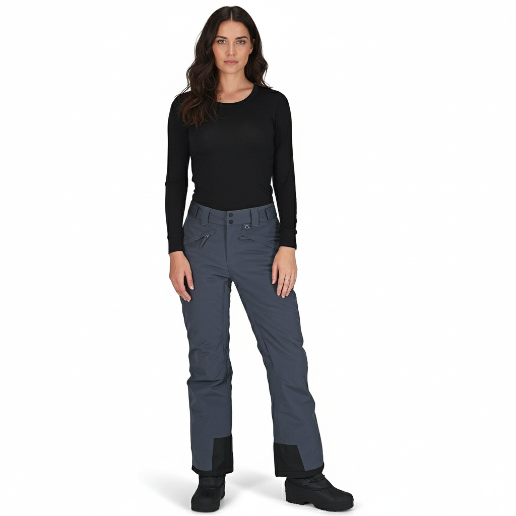 Women's Waterproof Insulated Snow Pants with Adjustable Straps and Boot Gaiters