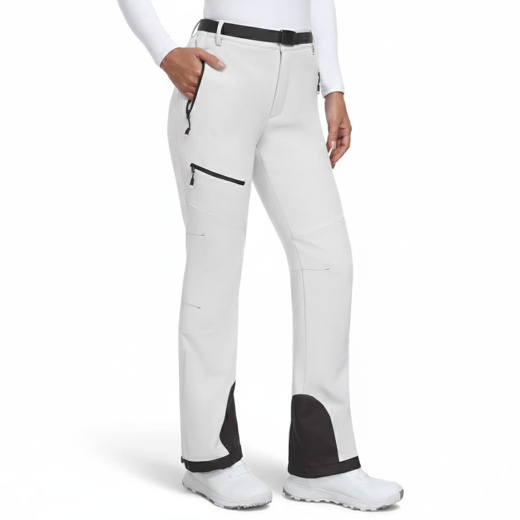 Women's Waterproof Insulated Ski Pants with Fleece Lining and Ankle Zippers