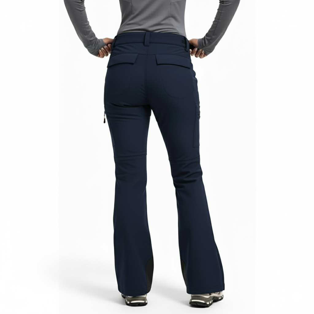 Women's Water Resistant Fleece Lined Ski Pants with Utility Pockets and Flared Cuffs