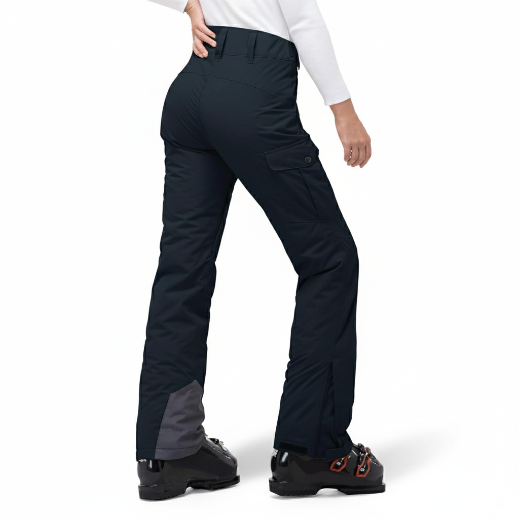 Women's Insulated Waterproof Ski Pants with Cargo Pockets and Boot Gaiters