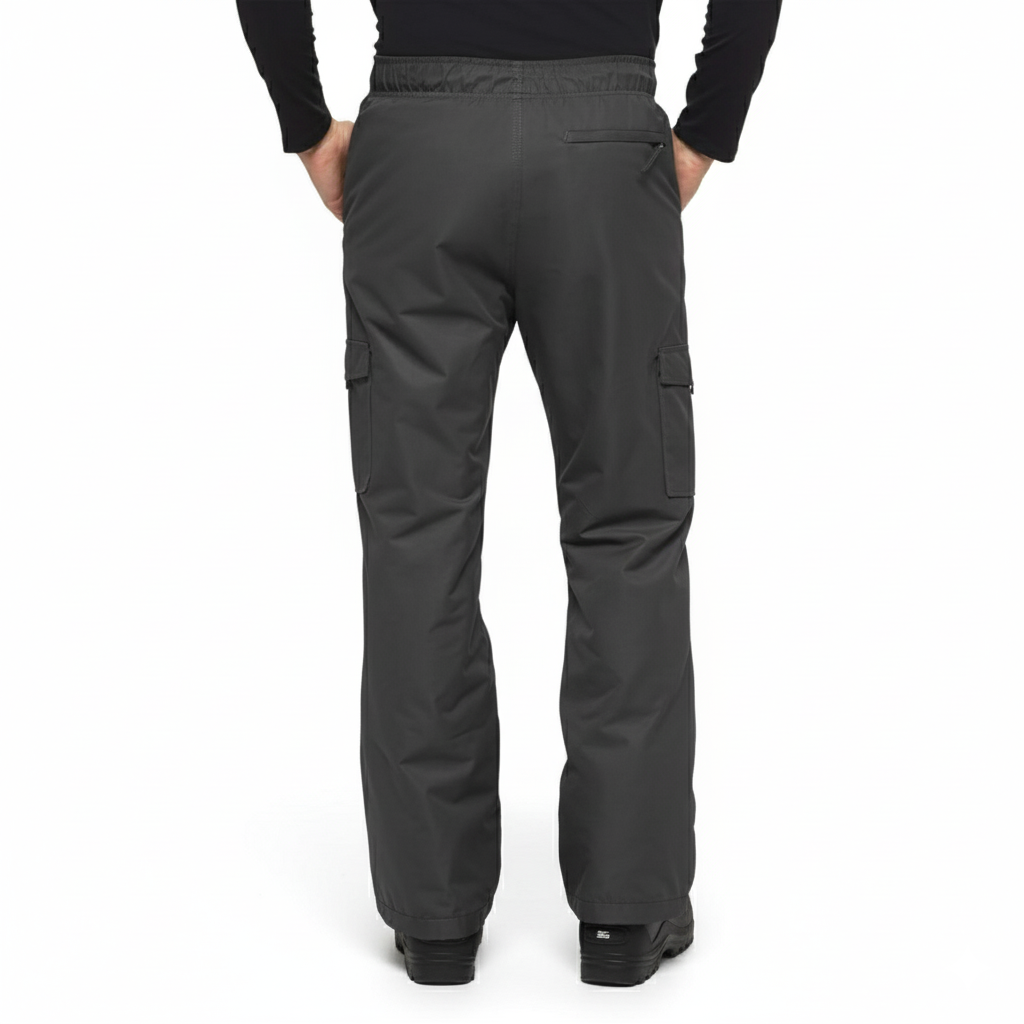 Men's Fleece Lined Waterproof Cargo Snow Pants with Articulated Knees
