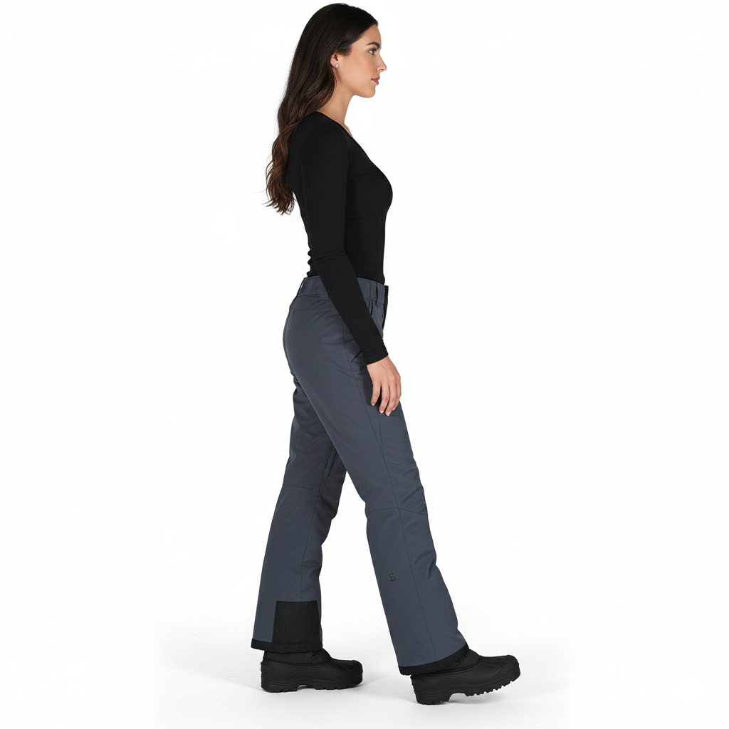 Women's Waterproof Insulated Snow Pants with Adjustable Straps and Boot Gaiters