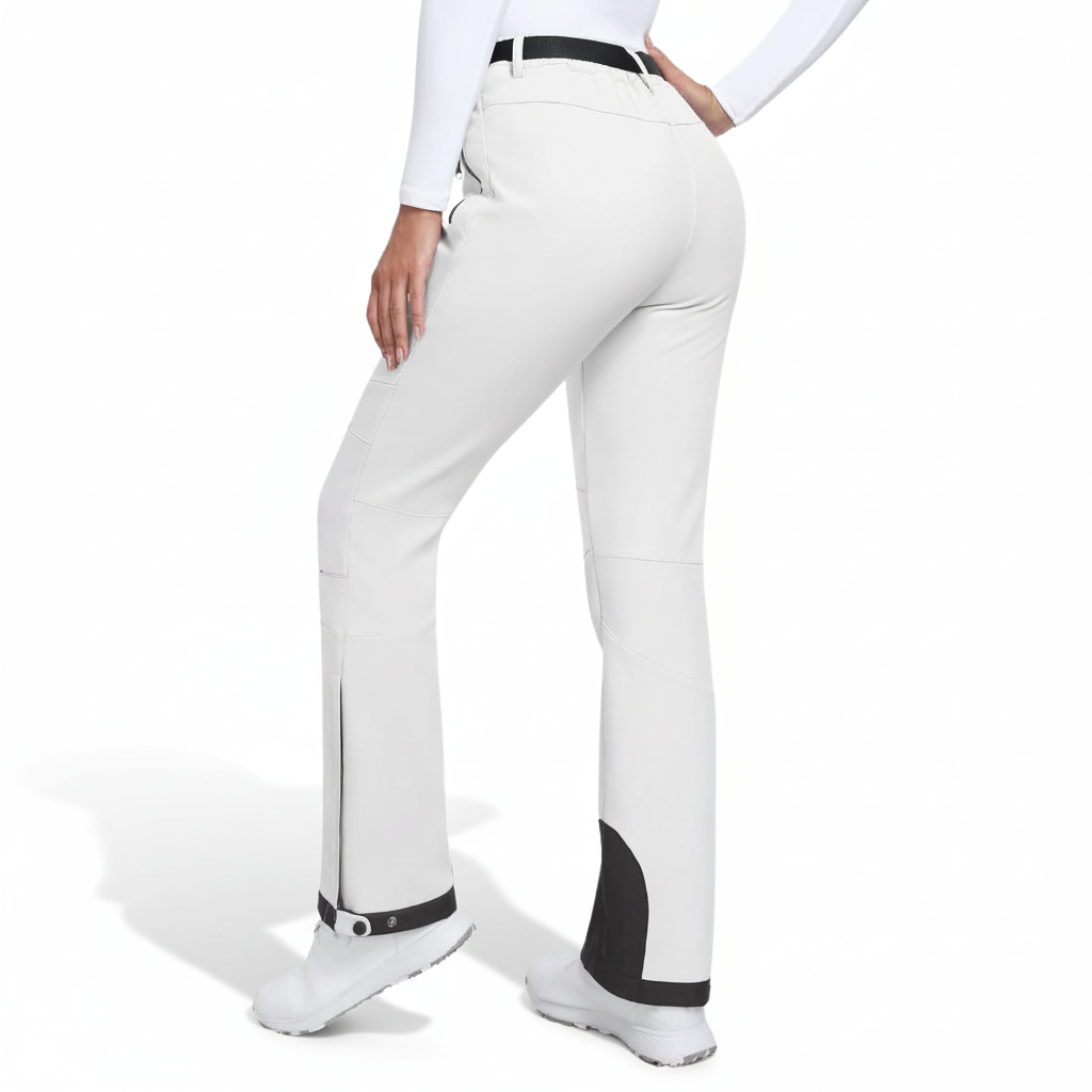 Women's Waterproof Insulated Ski Pants with Fleece Lining and Ankle Zippers