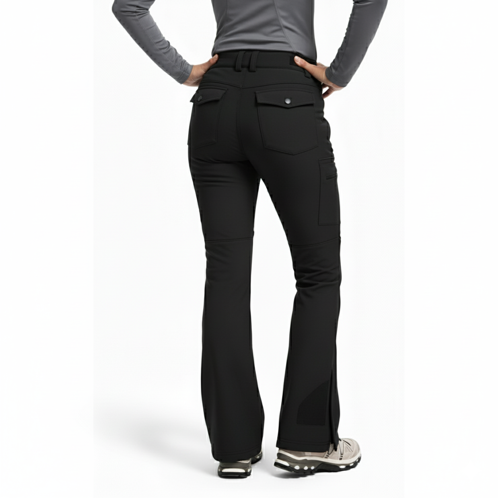 Women's Water Resistant Fleece Lined Ski Pants with Utility Pockets and Flared Cuffs