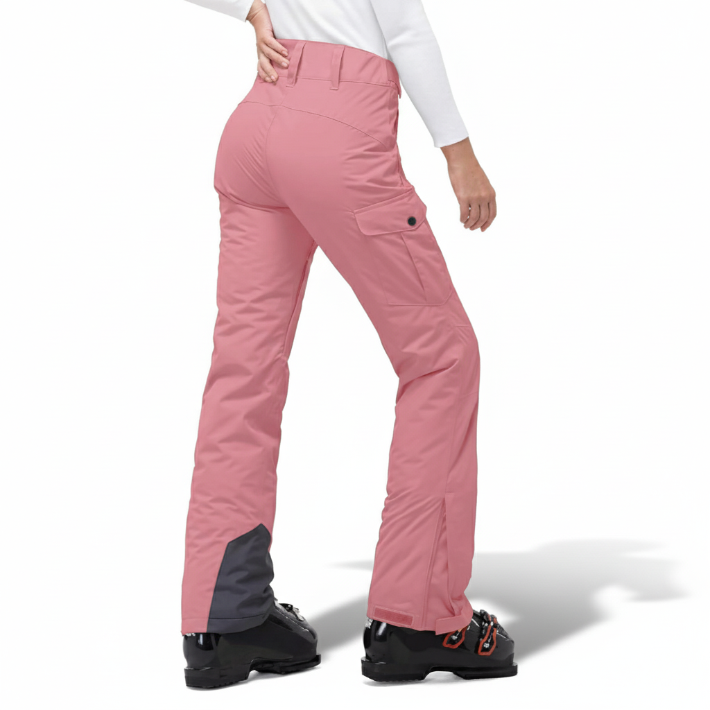 Women's Insulated Waterproof Ski Pants with Cargo Pockets and Boot Gaiters