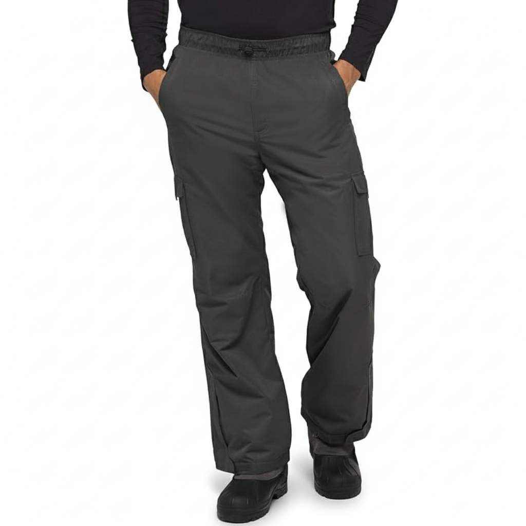 Men's Fleece Lined Waterproof Cargo Snow Pants with Articulated Knees