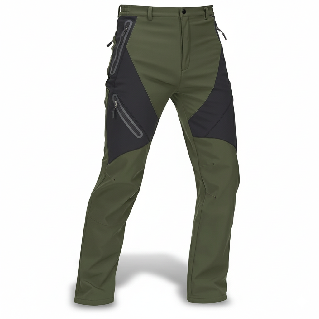 Men's Waterproof Fleece Lined Cargo Pants with Zip Pockets and Articulated Knees