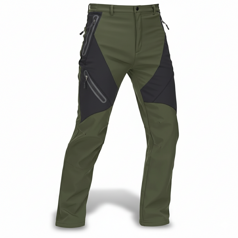 Men's Waterproof Fleece Lined Cargo Pants with Zip Pockets and Articulated Knees
