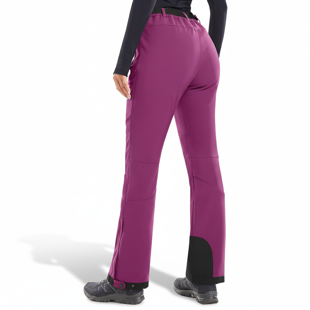Women's Waterproof Insulated Ski Pants with Fleece Lining and Ankle Zippers
