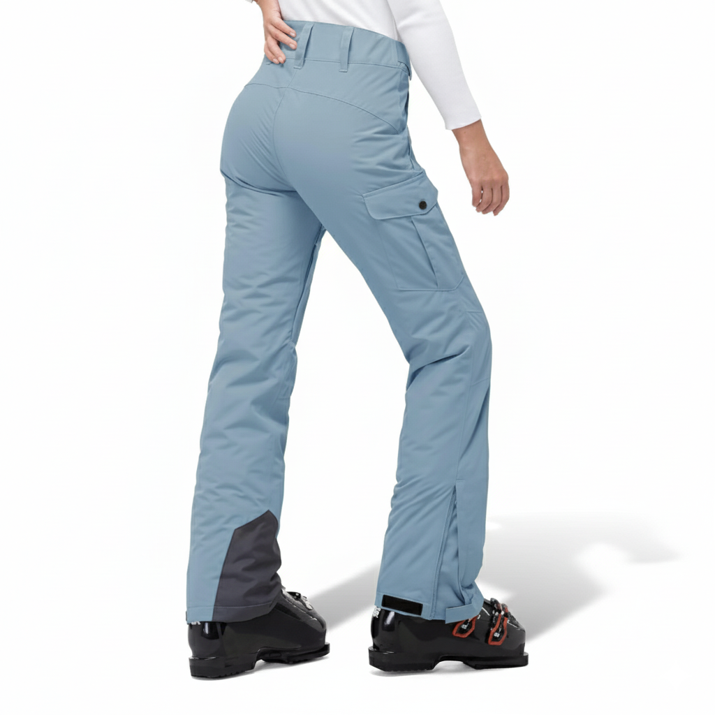 Women's Insulated Waterproof Ski Pants with Cargo Pockets and Boot Gaiters