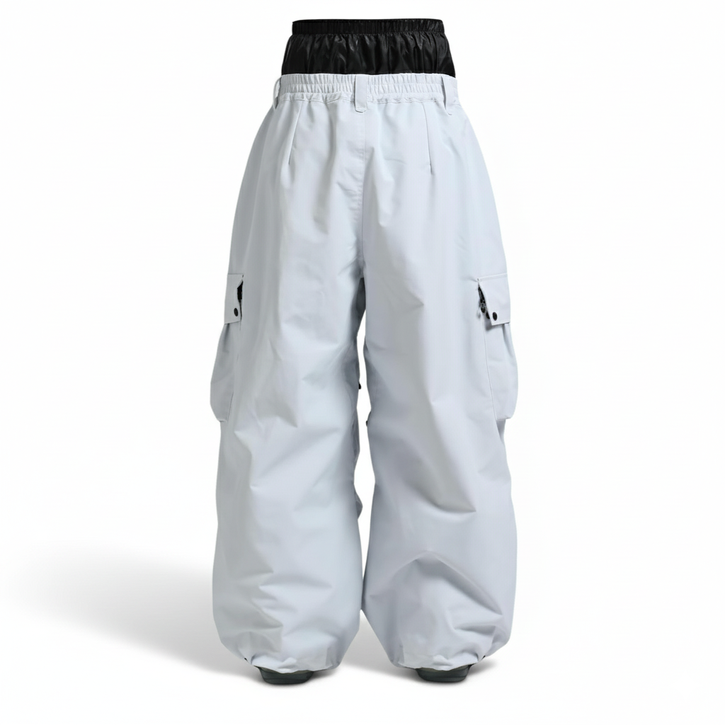 Men's Baggy Insulated Waterproof Snowboard Pants with Cargo Pockets and Gaiters