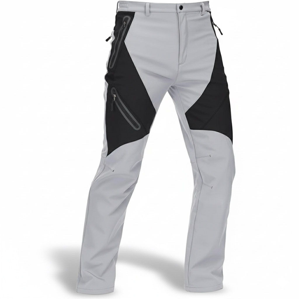 Men's Waterproof Fleece Lined Cargo Pants with Zip Pockets and Articulated Knees