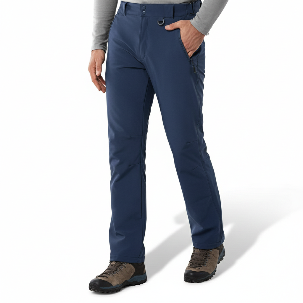 Men's Insulated Waterproof Softshell Pants with Fleece Lining and Zip Pockets