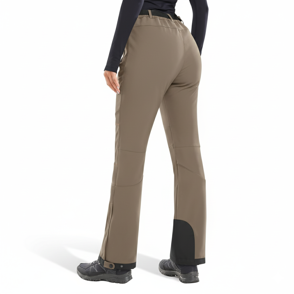 Women's Waterproof Insulated Ski Pants with Fleece Lining and Ankle Zippers