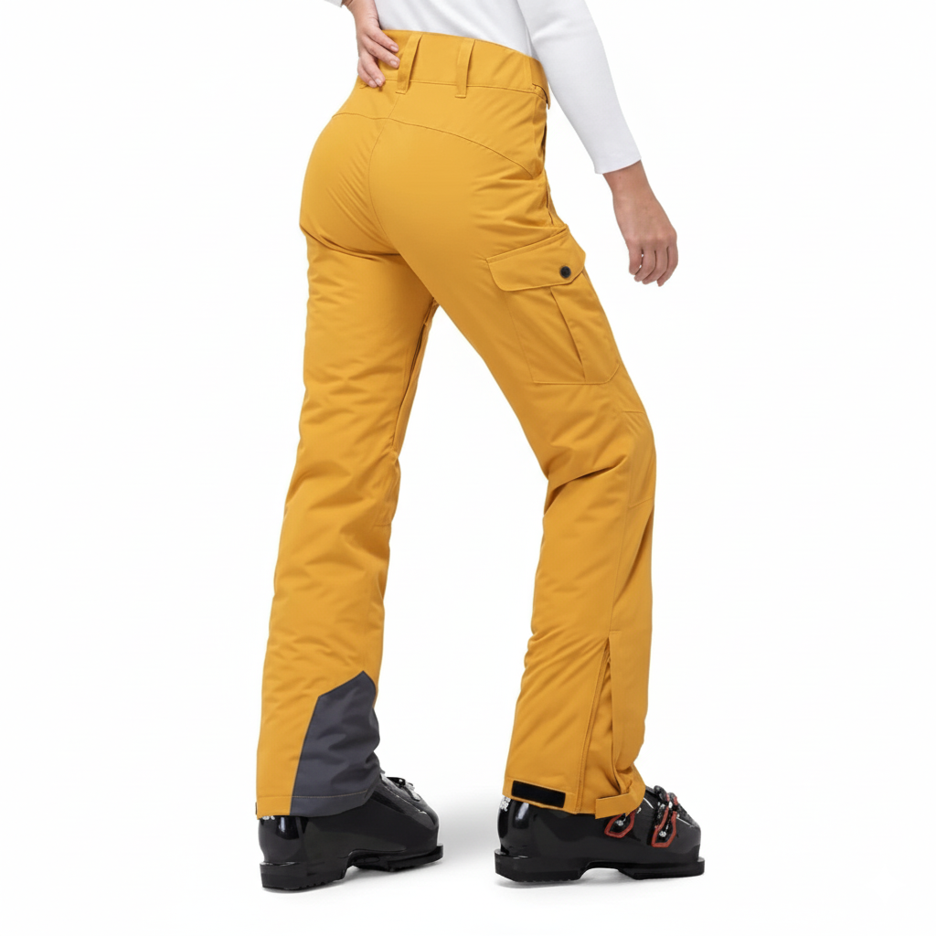 Women's Insulated Waterproof Ski Pants with Cargo Pockets and Boot Gaiters