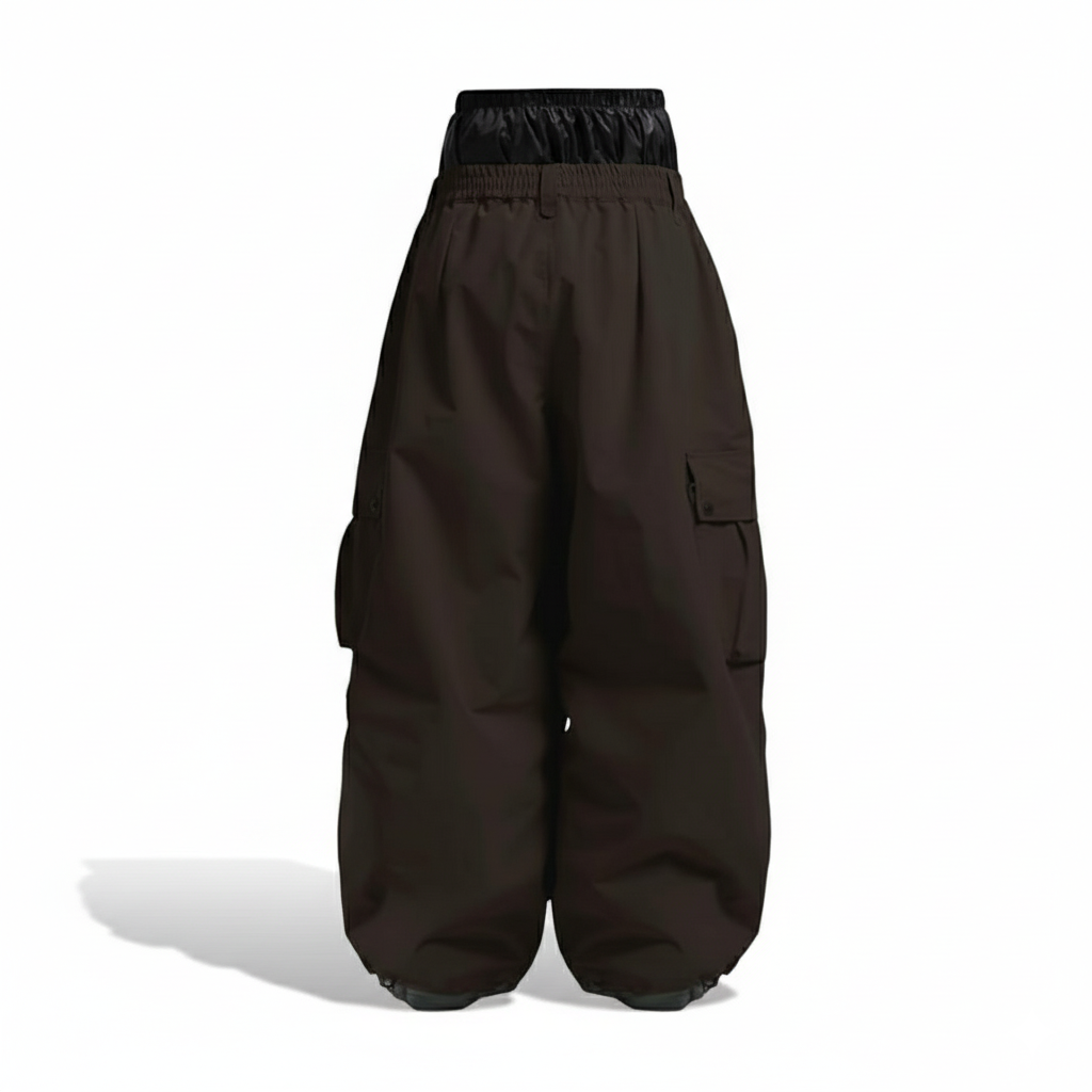 Men's Baggy Insulated Waterproof Snowboard Pants with Cargo Pockets and Gaiters