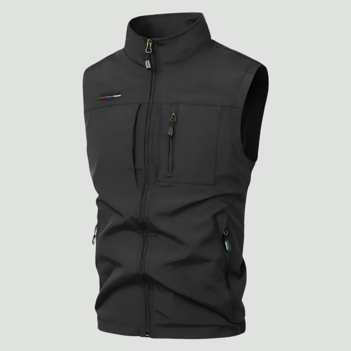 Men's Lightweight Outdoor Vest With Six Pockets And High Collar