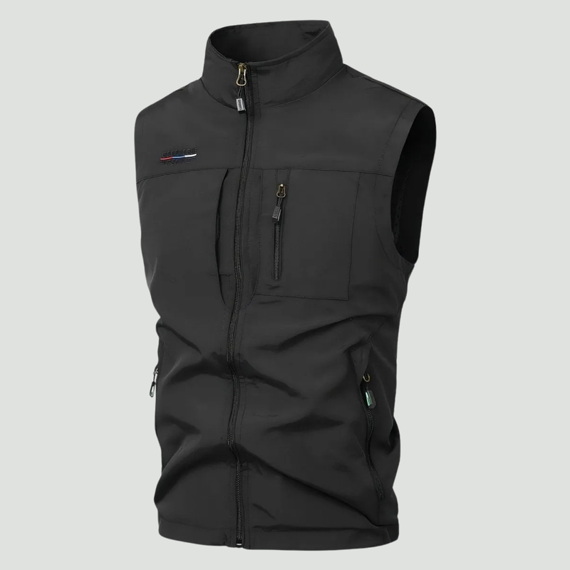 Men's Lightweight Outdoor Vest With Six Pockets And High Collar