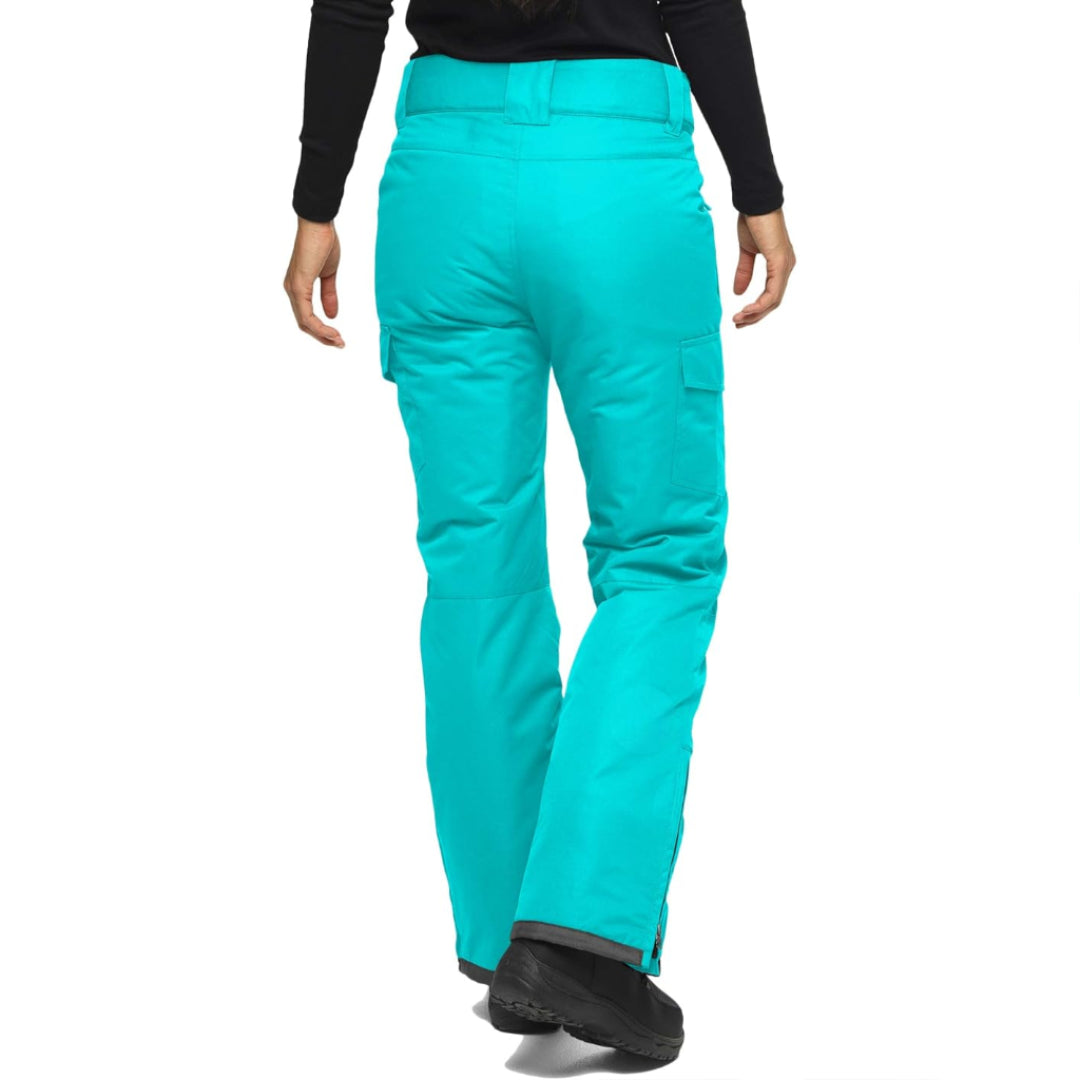 Women's Insulated Waterproof Cargo Snow Pants with Zip Pockets