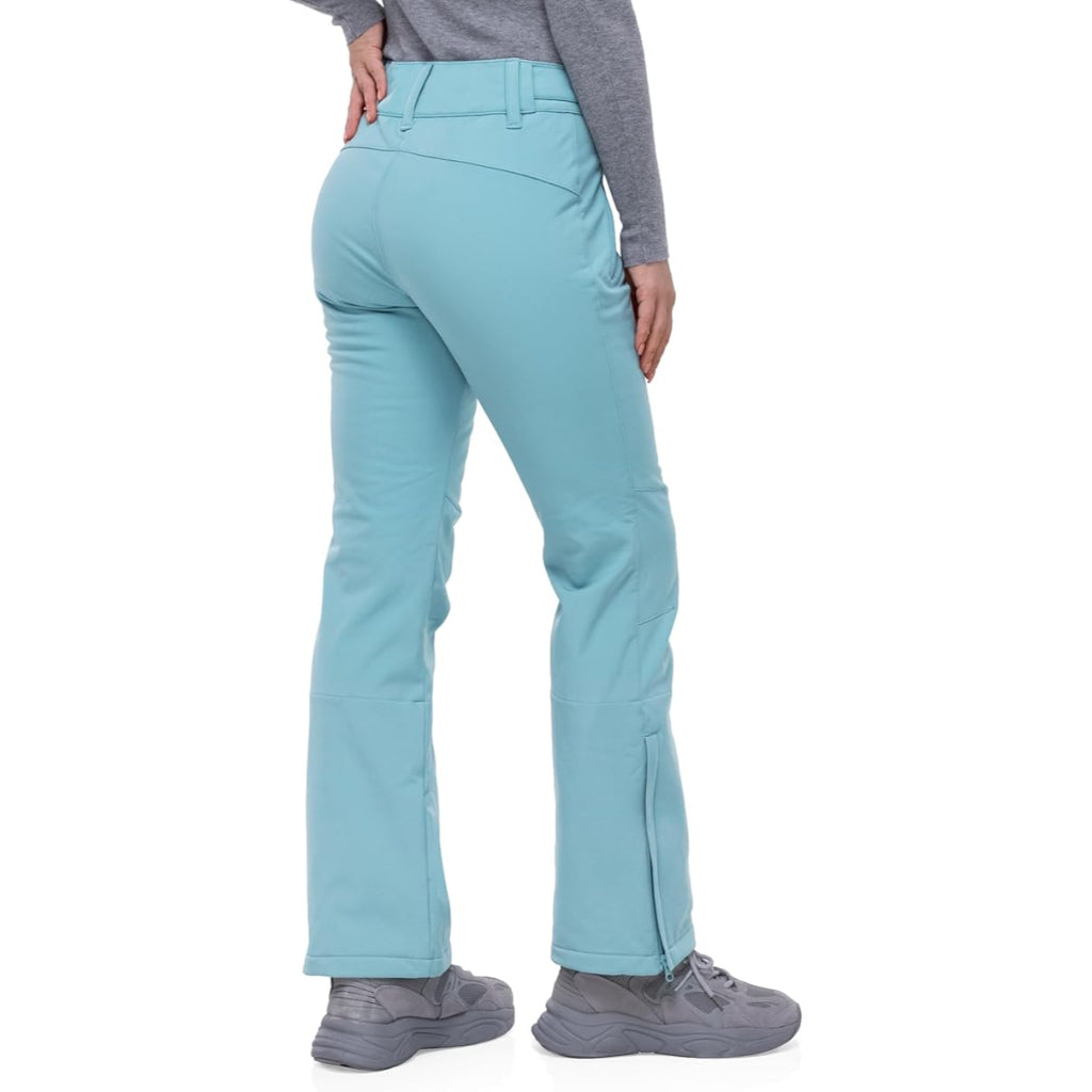 Women's Waterproof Softshell Snow Pants with Fleece Lining and Zip Pockets