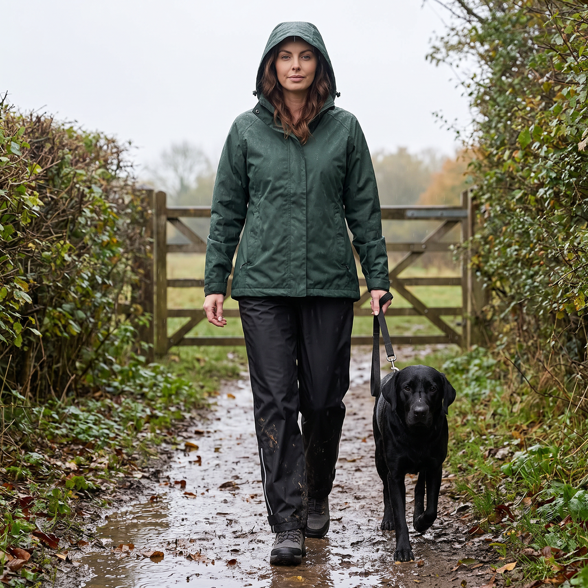 Women's Lightweight Rain Trousers with Zip Pockets and Reflective Leg Strips
