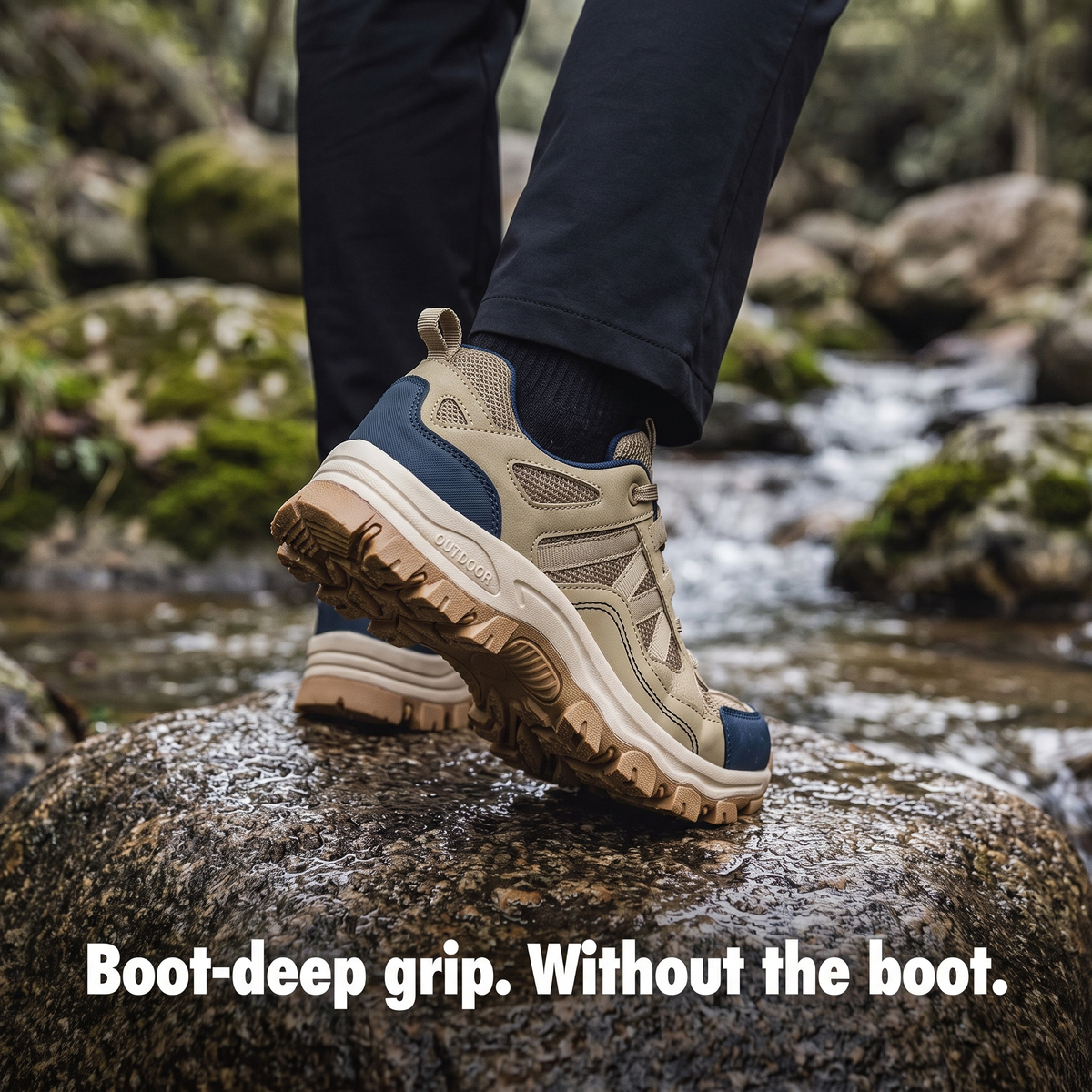 Men's Lightweight Breathable Hiking Shoes with Cushioned Midsole and Rubber Outsole