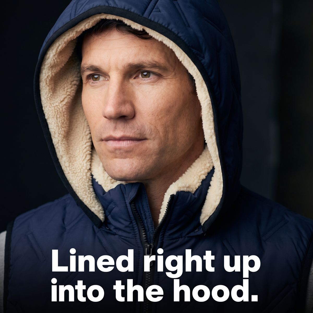 Men's Quilted Hooded Vest with Sherpa Fleece Lining
