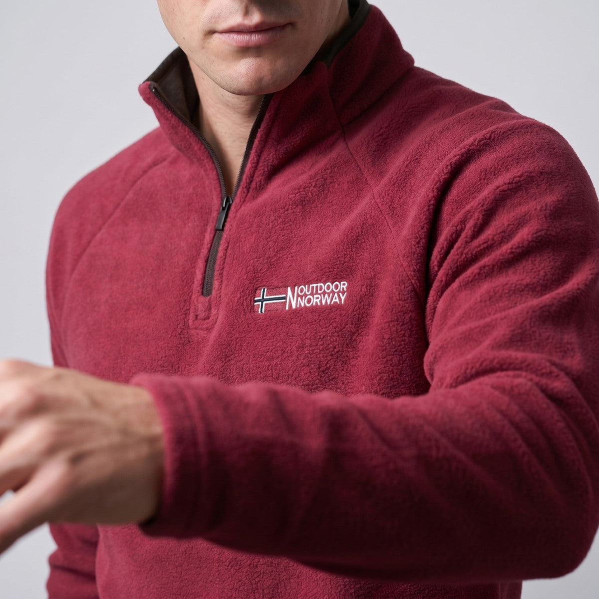 Men's Thermal Fleece Quarter Zip Pullover with Stand Collar