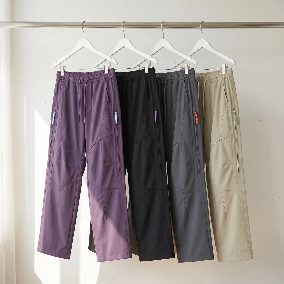 Women's Water Repellent Softshell Wide Leg Trail Trousers with Zip Pockets