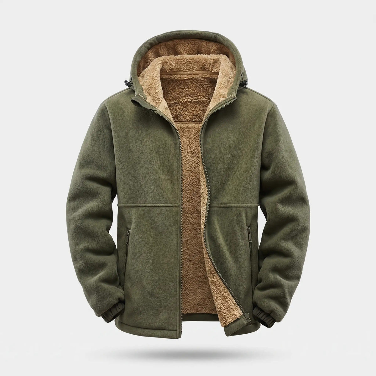 Men's Sherpa Lined Hooded Fleece Jacket With Zip Pockets