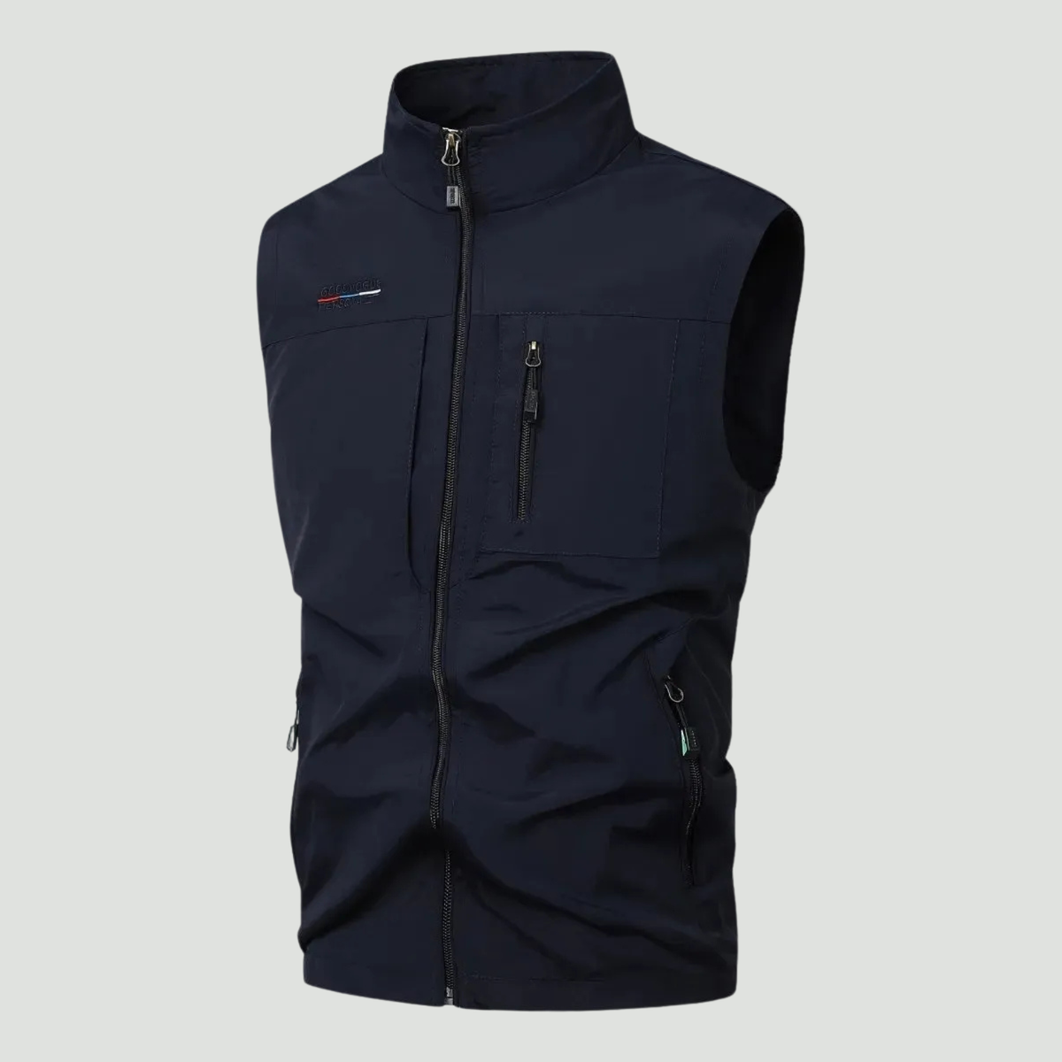 Men's Lightweight Outdoor Vest With Six Pockets And High Collar