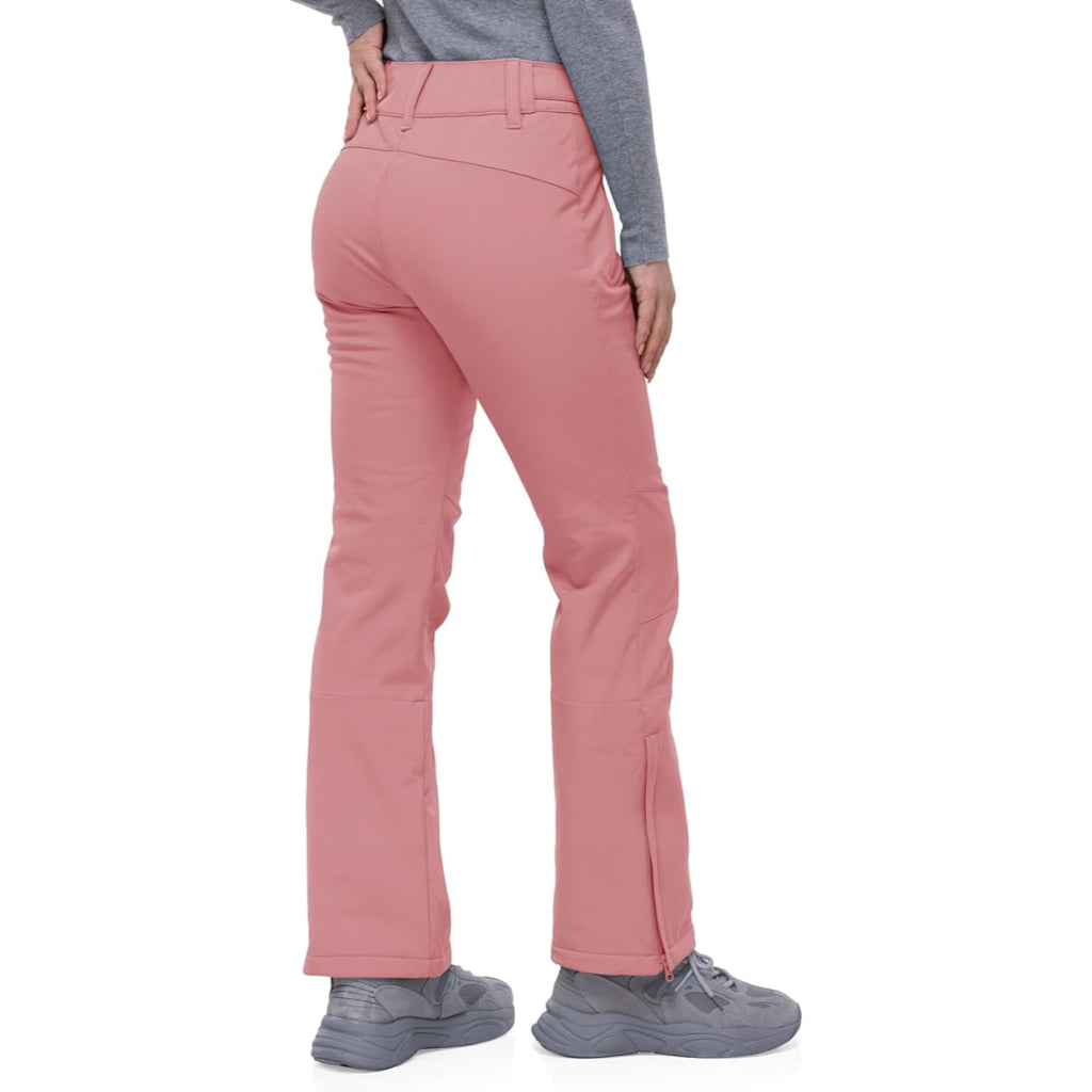 Women's Waterproof Softshell Snow Pants with Fleece Lining and Zip Pockets