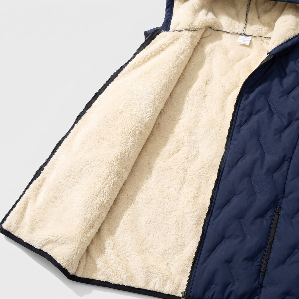 Men's Quilted Hooded Vest with Sherpa Fleece Lining